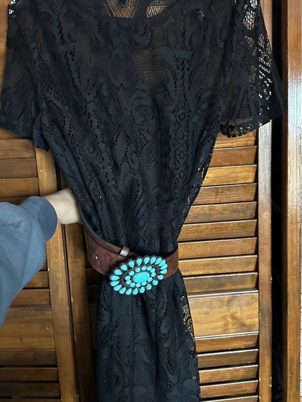 Western Black Fringe Lace Dress